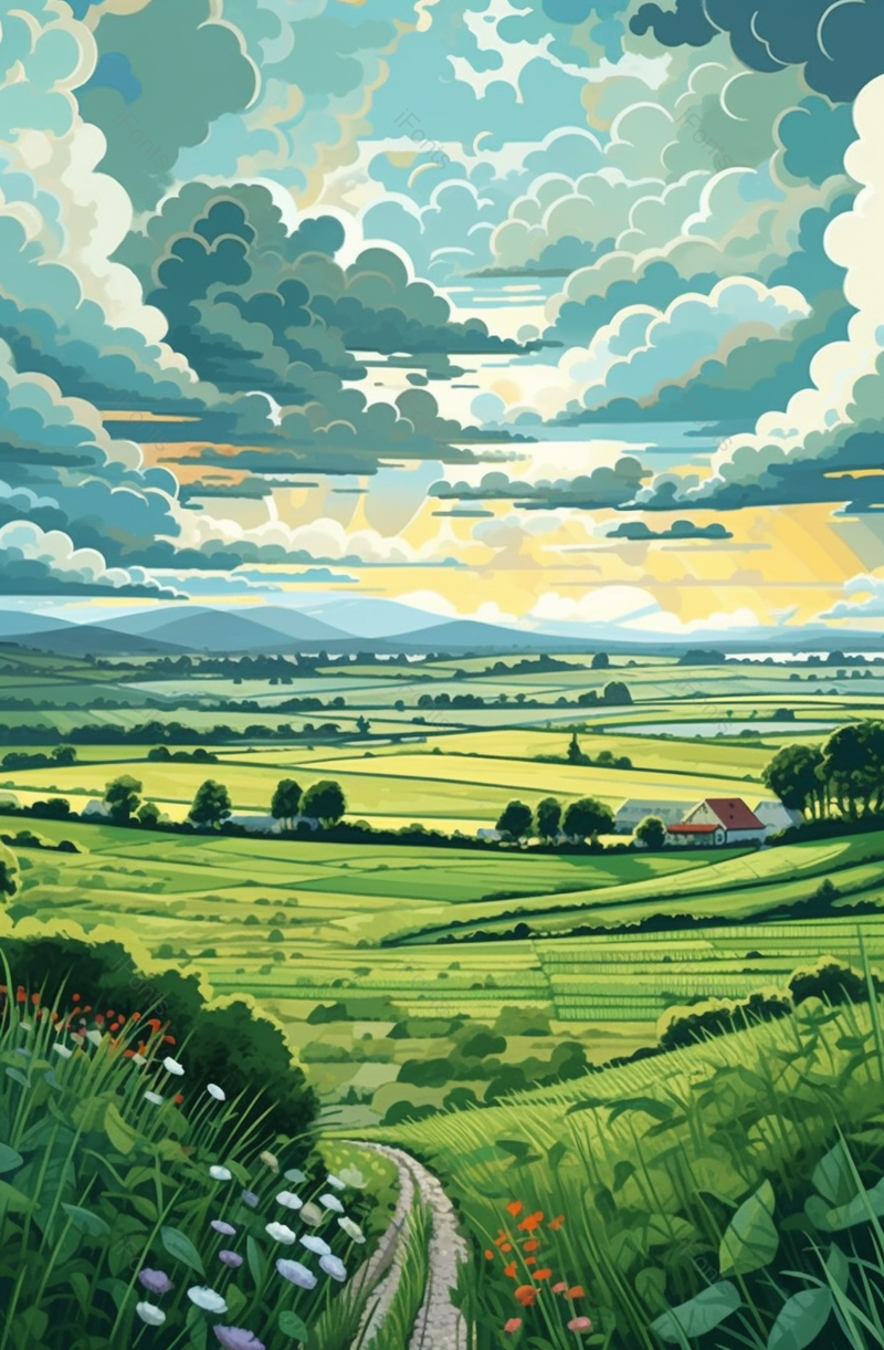 绿色俯视全景户外农田风景,插画/手绘图,插画/手绘图库,插画/手绘图下载,插画/手绘